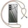 Pnakqil Cover per Samsung Galaxy S23 Plus 5G con Cordino, Trasparente Custodia con Laccio Tracolla Cellulare Girocollo Collana Protettiva per Samsung S23+ 6.6 Pollic, Khaki