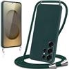 Knrlqim Cover per Samsung Galaxy S25 Ultra 5G con Cordino Custodia con Laccio Collana Tracolla Collo Corda Regolabile Liquido Silicone Antiurto AntiGraffio Protettiva Case,Verde