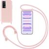 GoodcAcy Cover con Collana per Xiaomi POCO F5 PRO 5G,Custodia Silicone Liquido con cordini,Custodie con Regolabile Collana Antiurto AntiGraffio Case con Laccio Tracolla per Xiaomi POCO F5 PRO 5G,Pink