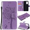 Fatcatparadise Cover per Samsung Galaxy A52 4G/5G/A52S 5G, Custodia Samsung A52 4G/5G/A52S 5G, Custodia Portafoglio a Libro in Pelle Flip Cover e TPU Silicone con Funzione Supporto Magnetica (Lavanda)