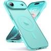 Oududianzi-Cover per iPhone Air Compatibile con MagSafe, Custodia Traslucida Posteriore PC Silicone TPU Bumper, Protezione Della Fotocamera, Cover Militare Antiurto Anti-Impronte-Blu Verde