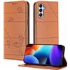 XINYEXIN Custodia per Samsung Galaxy A34 5G, Cover a Libro in Pelle PU con Blocco RFID, Slot per Carte, Supporto, Protezione Completa Antiurto - Marrone