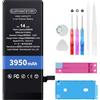 Elephantstory Batteria per iPhone 14, 3950 mAh Alta Capacità 0 Cicli Batteria ai Polimero agli ioni di litio per Modello A2882 A2649 A2881 A2884 A2883 con Kit di Strumenti di Riparazione e Guida