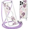 Xylota Magnetica Cover con Cordino per iPhone 13 Pro 6,1 Compatibile con MagSafe, Aesthetic Motivo Disegni Trasparente Custodia, Protettiva Case con Laccio Tracolla per iPhone 13 Pro, Fiori 02