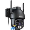 Ctronics2.5K 4MP 3G/4G LTE Telecamera con Sim Esterno, PTZ IP Videocamera Sorveglianza, Visione Notturna a Colori, Rilevamento Umano, Tracciamento Automatico, Audio Bidirezionale, Bianco (Nero)
