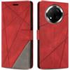SONWO Cover per Honor Magic7 Lite 5G, Flip Custodia in PU Pelle, Cover a Libro Portafoglio con Slot per Schede e Supporto Stand per Honor Magic7 Lite 5G, Rosso