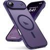 Oududianzi-Cover per iPhone Air Compatibile con MagSafe, Custodia Traslucida Posteriore PC Silicone TPU Bumper, Protezione Della Fotocamera, Cover Militare Antiurto Anti-Impronte-Viola Scura