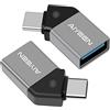 AIYEEN Adattatore USB C a USB (Confezione da 2), Convertitore OTG da Maschio USB C a Femmina USB 3.0 a 45 Gradi Compatibile con MacBook Pro 2019/2018, Samsung e altri Dispositivi USB-C, Grigio