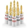 Nakamichi connettori a banana 12 AWG-18 AWG 4 mm placcati in oro 24 K adattatore spina a banana per altoparlanti cablati, piastra a parete e amplificatore per altoparlanti HiFi 12 pezzi (6 paia)