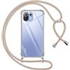 Pnakqil Cover per Xiaomi 11 Lite 5G NE/Mi 11 Lite 4G/5G con Cordino, Trasparente Custodia con Laccio Tracolla Cellulare Girocollo Collana Protettiva per Xiaomi 11 Lite 6.55 Pollic, Khaki