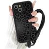 Coalbooliy Cover con Cordino per iPhone 13 Mini 5,4'', Silicone Morbido Custodia Aesthetic Leopardo Nero Summer Mädchen Modello Disegni Collana Universale Protezione Fotocamera Protettiva Case, 02