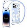 Foonary Cover con Cordino per iPhone 14 Pro Max 6,7, Custodia con Laccio Collana Tracolla Aesthetic Disegni Antiurto TPU Necklace Regolabile Protettiva Corda Case per iPhone 14 Pro Max, Fiori 6