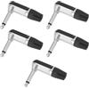 YINETTECH 5 Pezzi 1/4 6,35 Mm Mono TS Jack Plug 90 Gradi 2 Poli Nichel Maschio Connettore Per Microfoni Auricolari Audio Video AV PC (nero)