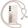 Yoedge Cover con Cordino per Samsung Galaxy A25 5G 6,5,Custodia Trasparente con Aesthetic Disegni Marble, Morbido TPU Silicone + PC Antiurto Case con Collana Tracolla Laccio Collo per Samsung A25, 03