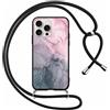 Foonary Cover con Cordino per Apple iPhone 15 Pro Max 6,7, Custodia con Laccio Collana Tracolla Aesthetic Disegni Antiurto Necklace Regolabile Protettiva Corda Case per iPhone 15 Pro Max, Marmo 4