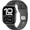 Anlinser Compatibile con Cinturino Apple Watch 42mm 41mm 40mm 38mm, Cinturini in Silicone Sport Loop per iWatch Serie 11 10 9 8 7 6 5 4-1 SE, Nero-Grigio