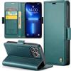 Rerzoiro Cover per iPhone 13 Pro Max Custodia Portafoglio [Blocco RFID] Premium Pelle PU Wallet Case Flip Libro con Porta Carte Slot Supporto Flip Case per iPhone 13 Pro Max, Blu-verde