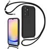 Coalbooliy Cover per Samsung Galaxy A25 5G 6,5 con Cordino per Cellulare, Custodia Silicone con Regolabile Collana Sottile Morbida Case Protezione della fotocamera Antiurto con Necklace, Nero