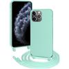 FERLAN Custodia per iPhone 11 Pro Max Cover con Cordino,Verde Silicone Antiurto TPU Morbido Case Corda Collana Necklace Regolabile Stylish con Catena Ultra Sottile Cover per iPhone 11 Pro Max,Menta verde