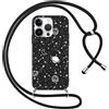 Foonary Cover con Cordino per Apple iPhone 14 Pro 6,1, Custodia con Laccio Collana Tracolla Aesthetic Disegni Morbido Antiurto TPU Necklace Regolabile Protettiva Corda Case per iPhone 14 Pro, Planet