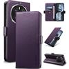 Yunubeyii Cover Libro per Honor Magic 7 Pro 5G - [Blocco RFID] Luxury PU Leather Portafoglio Card Holder Magnetic Phone Custodia con Kickstand, Cover Protettiva Antiurto, Viola