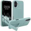 kwmobile 1x Custodia Compatibile con Apple iPhone 16 Plus - Cover Supporto Dita - Back Case per Smartphone - Protezione Gommata Menta