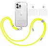 TBOC Pack: Cordino Catenella Laccio Strap Porta Cover [Fluoro Giallo] + 2 toppe di fissaggio aggiuntive Telefono Cellulare Collo - Tracolla Catenina cordini Cellulari Telefoni Universale Laccetti