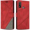 SONWO Cover per Huawei P Smart 2020, Flip Caso in PU Pelle Case Cover Custodia con Slot per Schede e Supporto Stand per Huawei P Smart 2020, Rosso