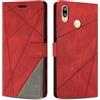 SONWO Cover per Huawei P20 Lite, Flip Caso in PU Pelle Case Cover Custodia con Slot per Schede e Supporto Stand per Huawei P20 Lite, Rosso