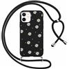 Foonary Cover con Cordino per Apple iPhone 11 6,1, Custodia con Laccio Collana Tracolla Aesthetic Smile Disegni Morbido Antiurto TPU Necklace Regolabile Protettiva Corda Case per iPhone 11, Fiori 1