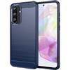 owlhold Cover per Samsung Galaxy A56 5G, Custodia Spazzolata e Fibra di Carbonio Morbido Silicone TPU Slim Fit Case, Antiurto, Antigraffio, Antiscivolo, Protezione Grado Militare Galaxy A56 Blu