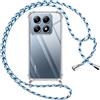 Pnakqil Cover per Xiaomi 14T con Cordino, Trasparente Custodia con Laccio Tracolla Cellulare Girocollo Collana Protettiva per Xiaomi 14T 6.67 Pollic, Blu