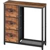 YATINEY Tavolo Consolle Ingresso Stretto con 3 Cassetti in Tessuto, Tavolo da Divano con 2 Ripiani Portaoggetti, Tavolo Console Industriale per Ingresso, Soggiorno, Corridoio, Marrone Vintage XCT13BR