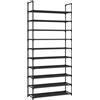 SONGMICS Scarpiera, 10 Ripiani, Scaffale Portascarpe, Organizzatore per Scarpe, 28 x 83 x 173 cm, Telaio in Metallo, Ripiani in Tessuto, Ingresso Corridoio Camera da Letto, Nero LSH110BH01