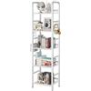 YMYNY Libreria a 5 strati, Libreria, Racchetto di stoccaggio, Mensole, Gancio a S 8 pezzi, Struttura in metallo, Stile minimalista, per Soggiorno, Ufficio, Bagno, Bianco HBC055W