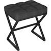 YMYNY Pouf Sgabello per Trucco, Poggiapiedi per Piedi, Sgabello con Seduta in Lino, Ottomano per Trucco con Gambe in Metallo a Forma di X', per Vanità Soggiorno Ingresso 40×30×46CM Nero HBD033B
