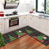 CAROMIO Set di 2 tappetini da cucina per albero di Natale con fiocchi di neve, decorazione invernale, piatti, antiscivolo, per il pavimento, 40 x 60 + 40 x 120 cm, verde