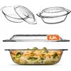 KADAX Pirofila per Cottura da Forno in Vetro Trasparente, Casseruola Ovale con Coperchio e Manici da Cucina, Piatto Resistente al Calore per Lasagne (2.9 L)