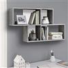 BAKAJI Mensola Scaffale Libreria da Parete Design Moderno con 4 Mensole Ripiani Struttura in Legno MDF Bicolore Dimensione 100 x 53 x 19,5 cm Decorazione Muro Arredamento Casa Uffcio (Grigio Bianco)