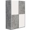 Forte Lupo Armadio ad ante scorrevoli, materiale a base di legno, finitura effetto cemento grigio e bianco, L x A x P: 120 x 190,5 x 61,2 cm