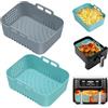 Alyvisun Teglie per Friggitrice ad Aria, 2 Pezzi Riutilizzabili Contenitori per Friggitrice ad Aria Istantanea per Cestelli da 7,5L, 9L e 9,5L, Accessori di Cottura Antiaderenti (Grigio + Blu)