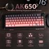 Ajazz Tastiera meccanica da gioco Ajazz AK650 con schermo a colori 66 tasti Tastiera wireless Bluetooth RGB Gamer 5000mAh per PC portatile - grey-Dream switch