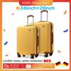 KONO Set di custodie rigide KONO | Bagaglio a mano in ABS al 100%. | Blocco TSA | Carrello da viaggio leggero (M + L) - Beige