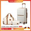 British Traveller Valigia rigida leggera in polipropilene con lucchetto TSA (56x37x22cm) set di valigie per viaggiatori britannici con valigia da viaggio - Beige