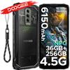 Doogee Robusto Telefono Blade10 Ultra Energy 6.56" Android 15 36Gb Ram (8+28) 256Gb Rom 6150Mah Batteria Widevine L1 Nfc Cellulare - 8Gb 256Gb Black