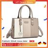 Miss Lulu Borsa da DONNA dal design a blocchi tricolore di colore medio con antifurto e tracolla regolabile a 5 scomparti - Beige