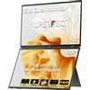UPERFECT Delta 15,6" doppio monitor portatile per prolunga schermo portatile 1080P HDR 360 ° Pieghevole impilato con supporto per PC portatile - No Driver Needed