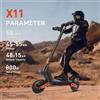SUNNIGOO Scooter elettrico X11 800W 48V Potente velocità 50 km/h Pneumatico fuoristrada da 11 pollici Scooter elettrico pieghevole Batteria da 15Ah 50KM a lungo raggio - X11 800W 48V 15AH