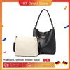 Miss Lulu Set tascabile da DONNA Miss Lulu in 2 pezzi | Borsa a tracolla grande Hobo ed elegante | Pratico per lavoro e viaggi (nero) - Black