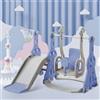 Comanlai Slide for children, altalena scorrevole per bambini 4 in 1 con supporto da basket, scala da arrampicata, scivolo altalena - Blu
